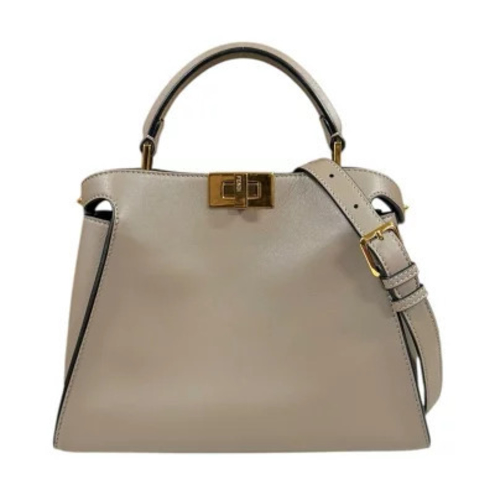 Fendi Peekaboo Iconic Essentially Shoulder Bag Leather Beige Cream